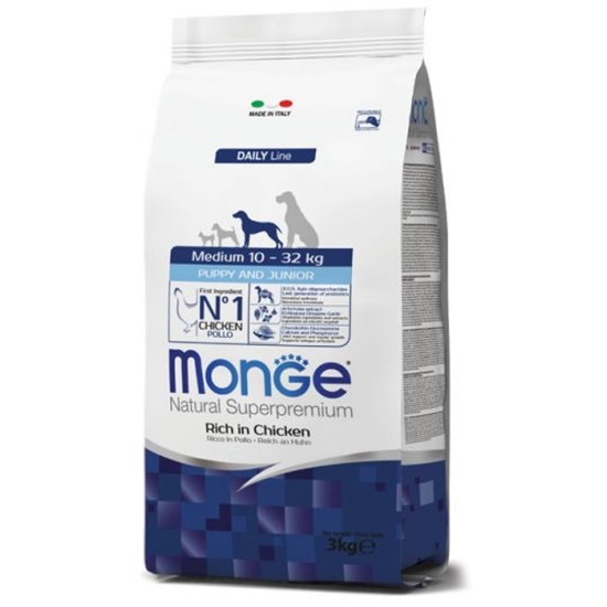 Monge dog food - Medium Puppy & Junior With Chicken 3 Kg, Granule