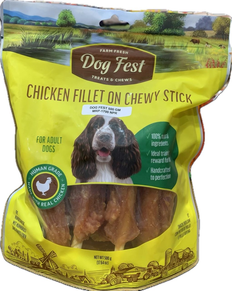 Dog Fest Chicken Fillet On Chewy Stick 500gm